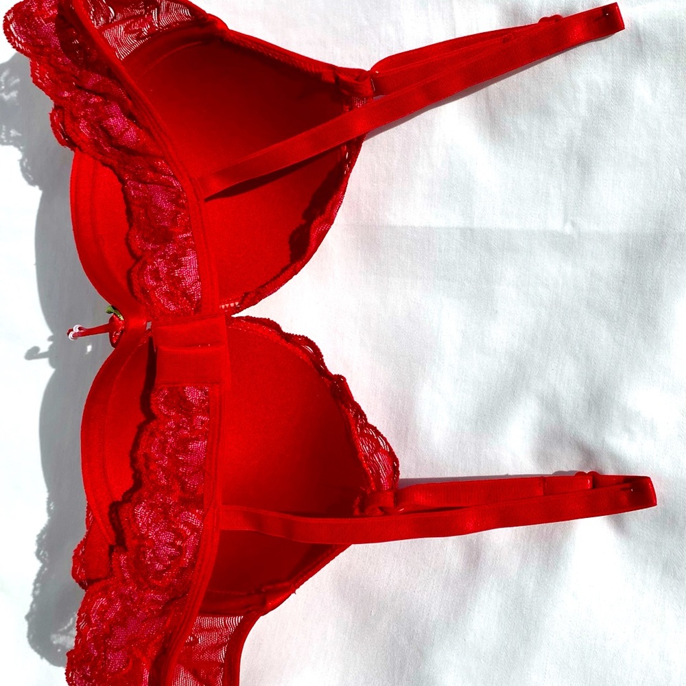 NWT Brazilian 🔥🔥 Style Women Underwired Padded Sexy Hot Red Bra Size Medium - Picture 9 of 15